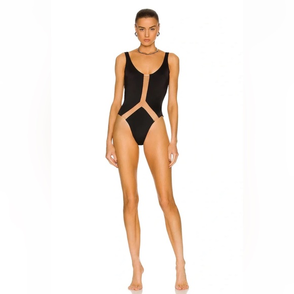 Norma Kamali Women Super Low Back Nude Mesh Mio Swimsuit 1-Piece Black XS S L - Picture 2 of 16